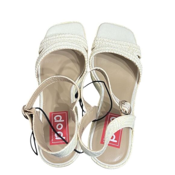 Chunky High Heels Size 10 Pop Applaud Natural Woven Buckle Closure Summer - Picture 7 of 10